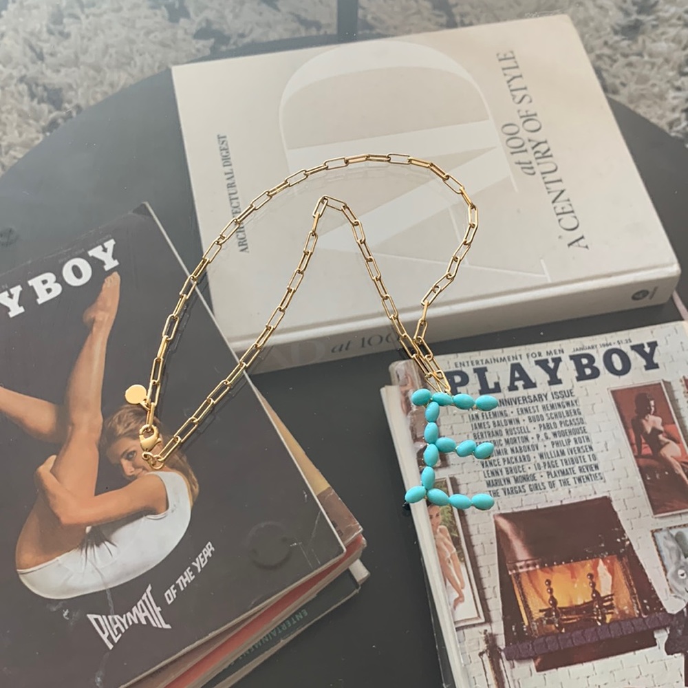 BaubleBar Turquoise E Necklace